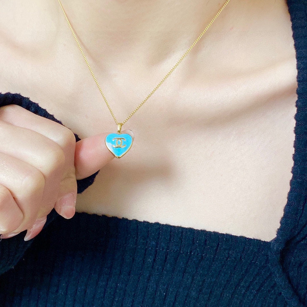 18K Chanel Blue Heart Necklace