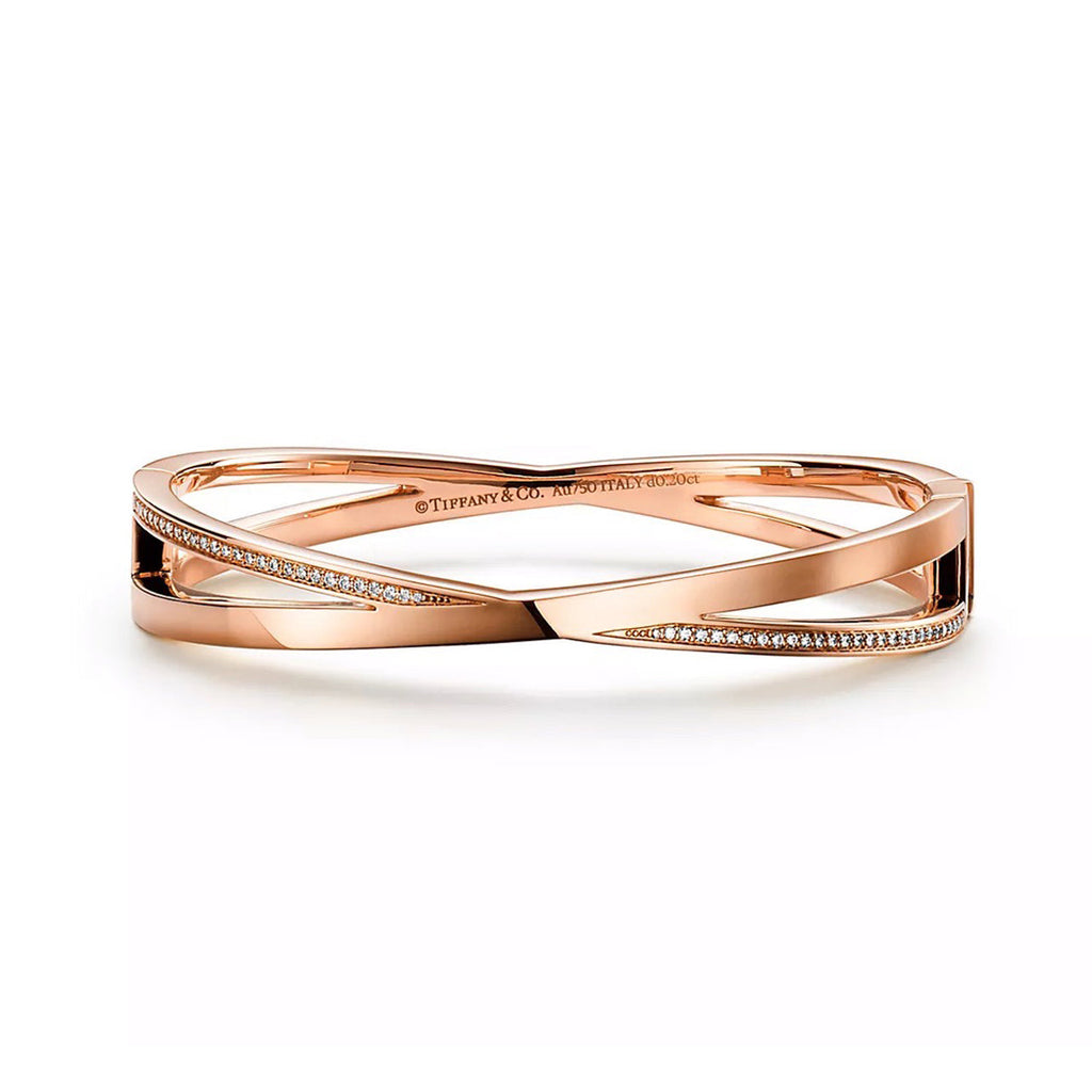 18K Tiffany & Co. Atlas x Narrow Hinged Bangle Bracelet
