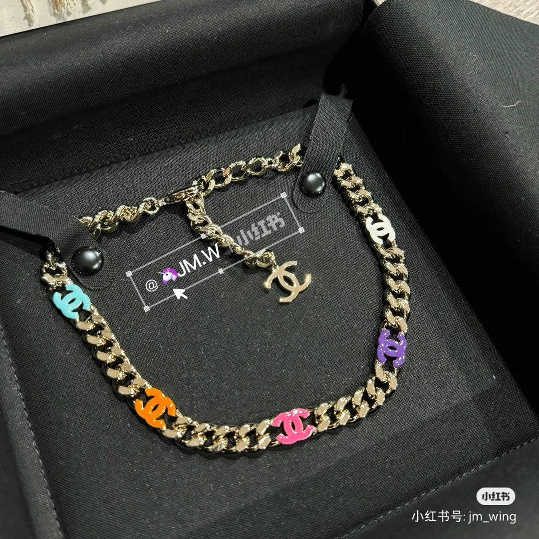 18K Chanel Color Logo Chain Necklace