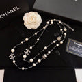 18K Chanel Long Black Pearl Necklace