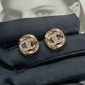 18K Chanel Round Diamond Gold Earrings