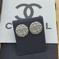 18K Chanel Round White Gold Earrings