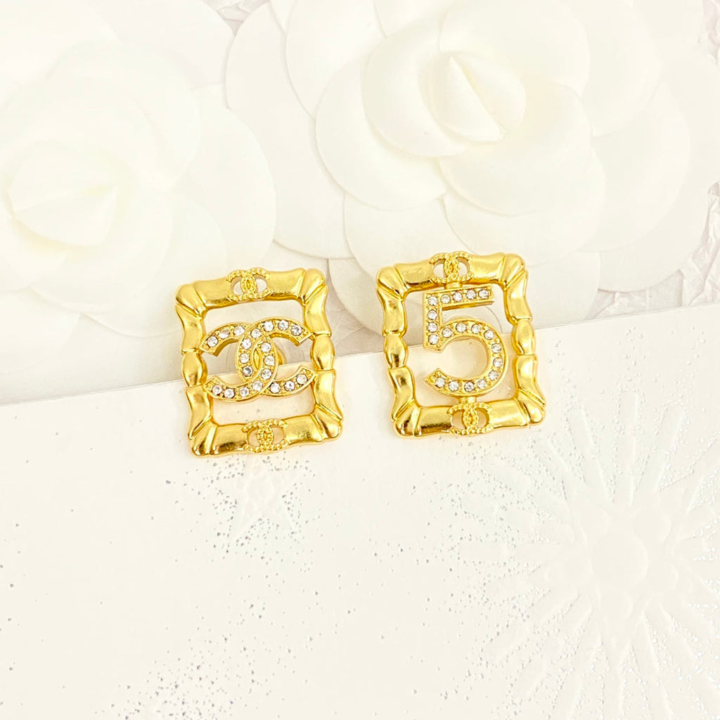 18K Chanel No.5 Square Diamond Earrings