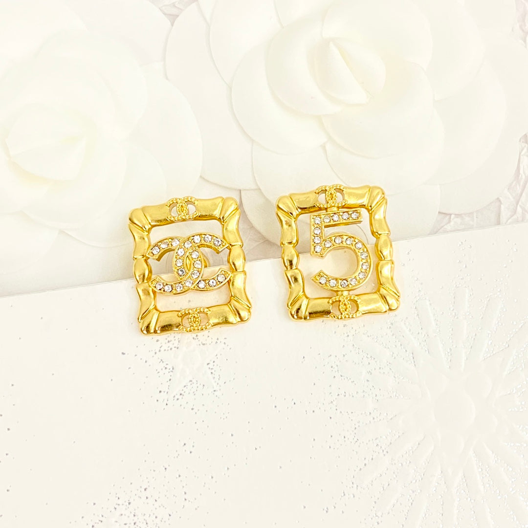 18K Chanel No.5 Square Diamond Earrings