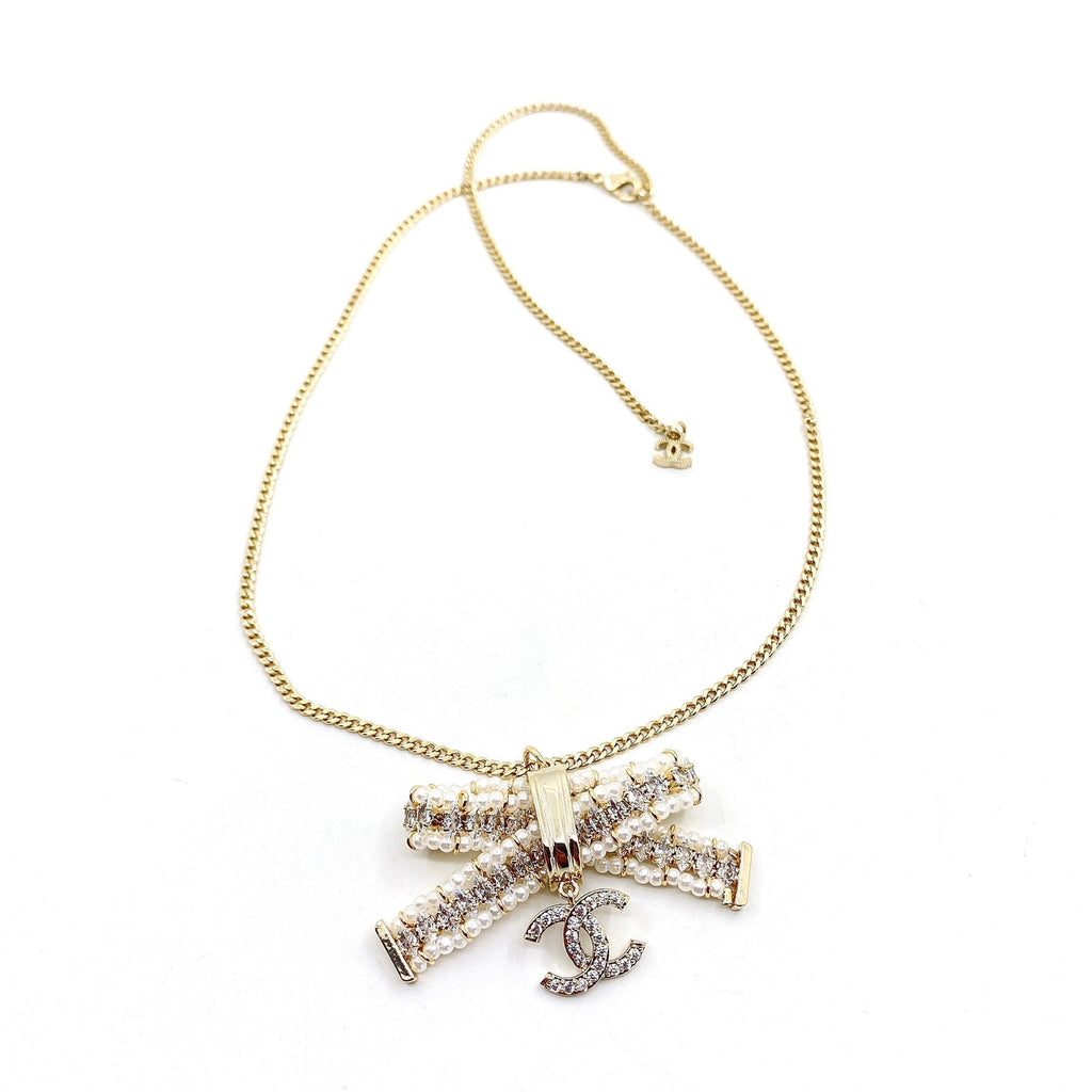 18K Chanel Bow Tie Necklace