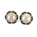 18K Chanel Black Leather Earrings