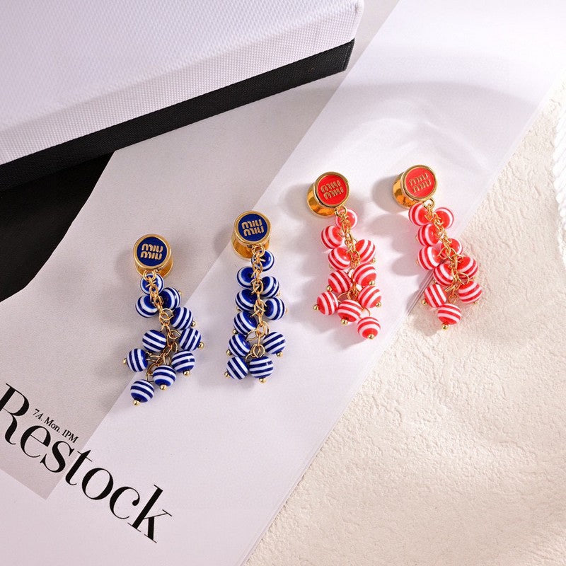 18K Miu Miu Blue & Pink Ball Earrings
