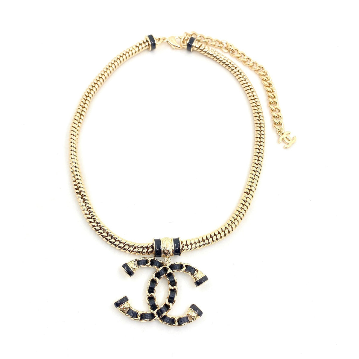 18K Chanel Leather Chain Necklace