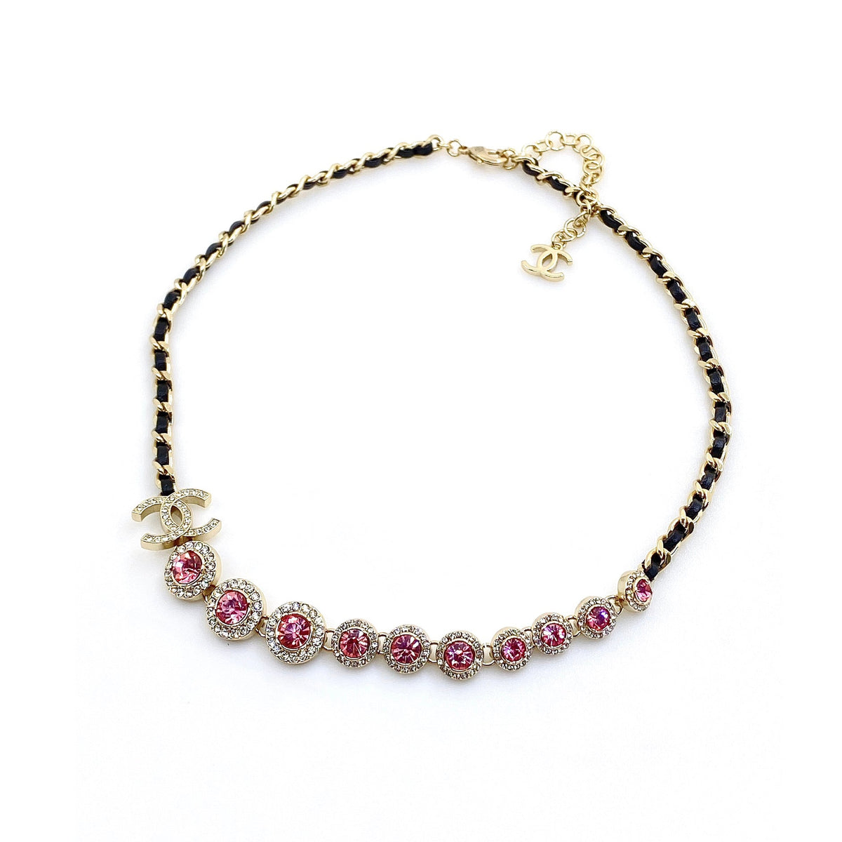 18K Chanel Leather Choker Necklace
