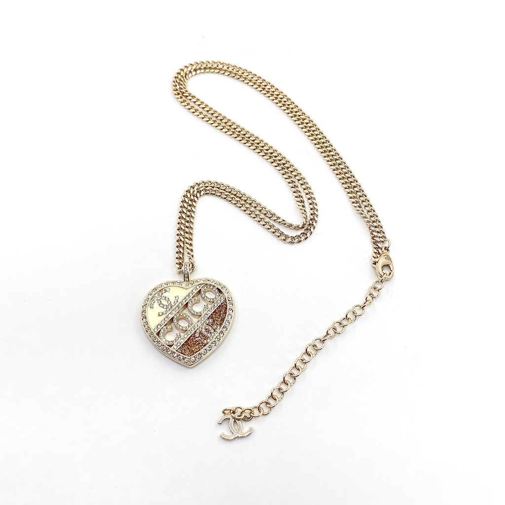 18K Chanel Heart Diamond Chain Necklace