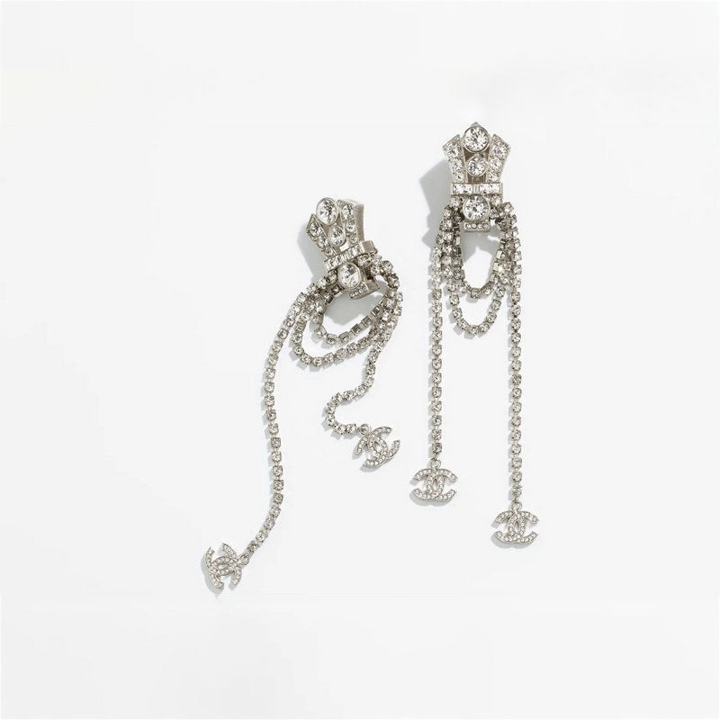 18K Chanel Tassel Crystal Earrings