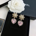 18K Chanel Heart Pink Crystal Earrings