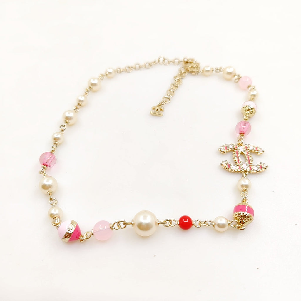 18K Chanel Pink & White Pearls Necklace