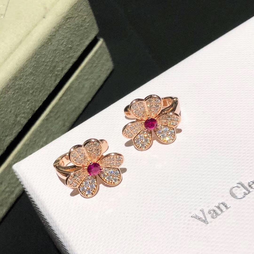 18k Van Cleef & Arpels Frivole Pink Sapphire Earrings