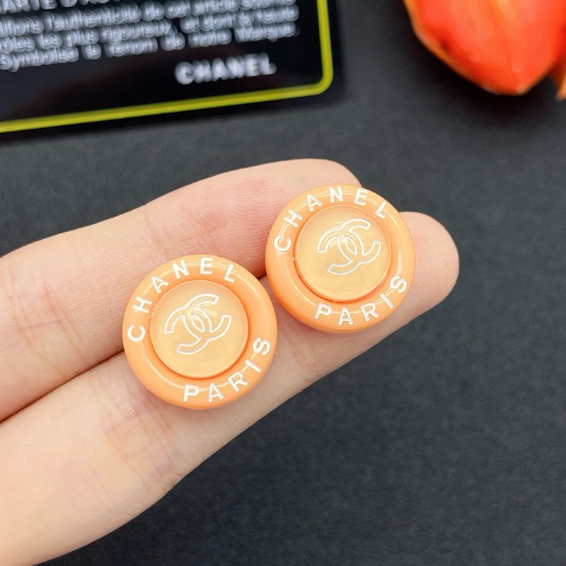 18K Chanel Orange Round Earrings