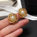 18K Chanel Pearl Earrings