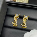 18K Saint Laurent YSL Gold Diamond Earrings