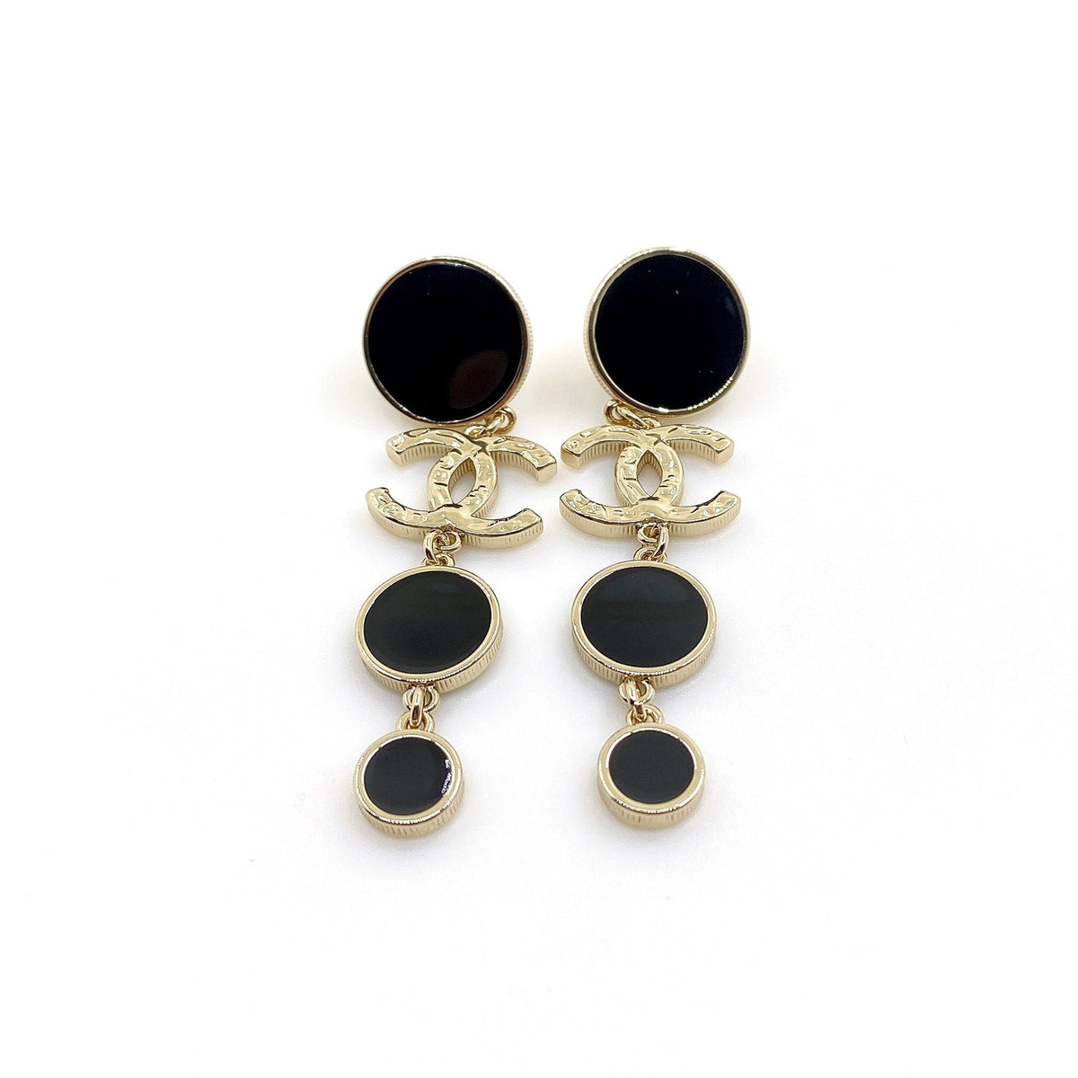 18K Chanel Black Crystals Earrings
