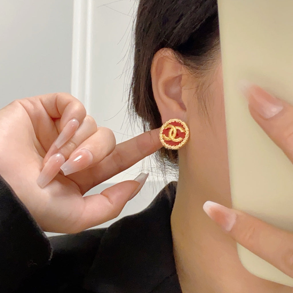18K Chanel Black & Red Earrings