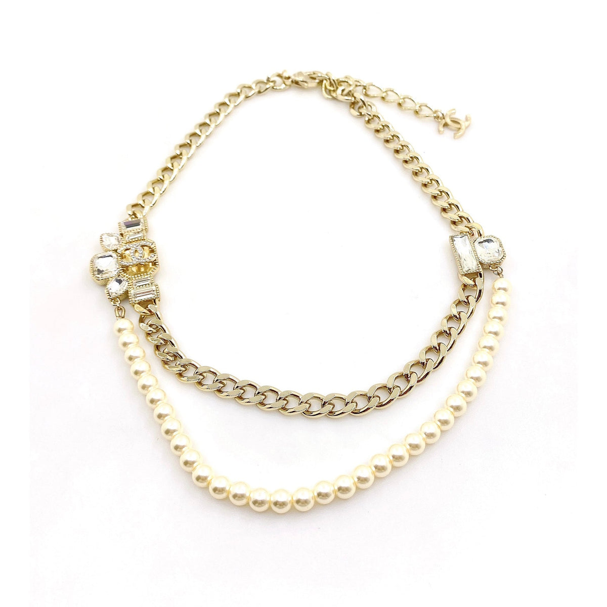 18K Chanel Pearls Crystals Necklace