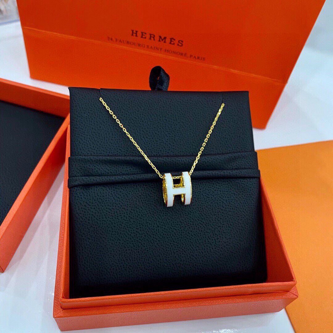 18K Mini Pop Hermès White Necklace