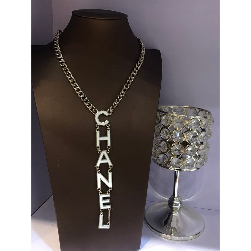18K Chanel 22S Big White Logo Necklace
