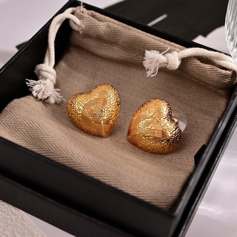18K Saint Laurent YSL Heart Earrings