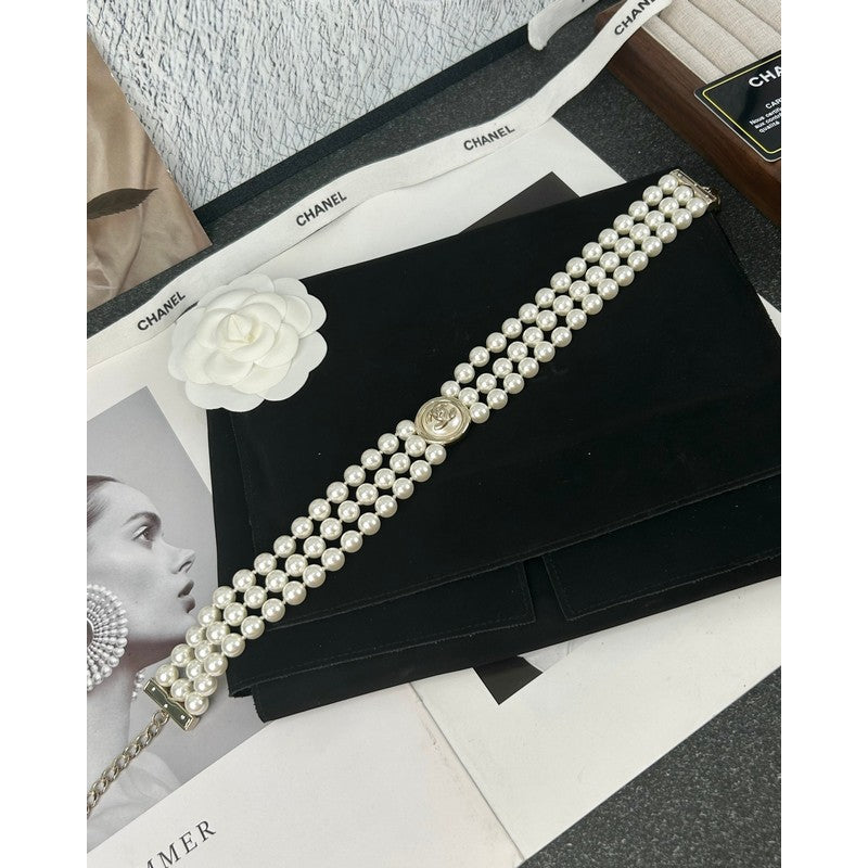 18K Chanel Choker Pearl Chain Necklace