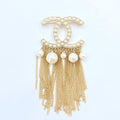 18K Chanel Pearl Tassel Brooch