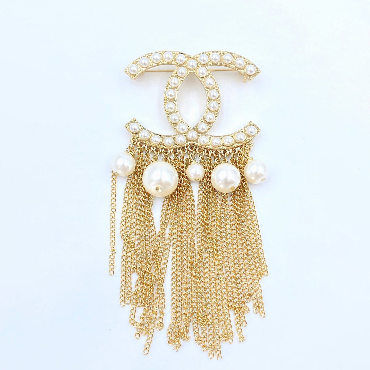 18K Chanel Pearl Tassel Brooch