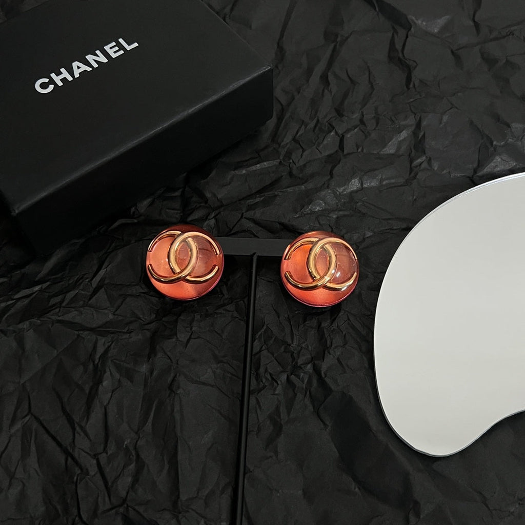 18K Vintage Chanel Red Crystal Earrings