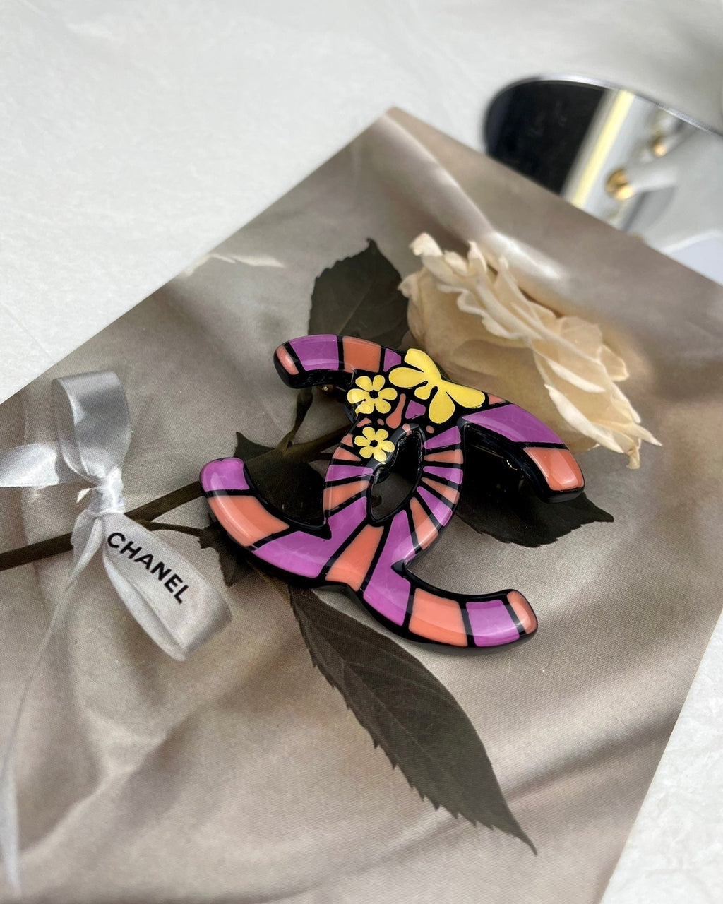 18K Chanel Pink Resin Brooch