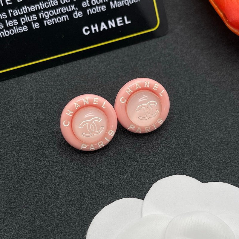 18K Chanel Pink Round Earrings