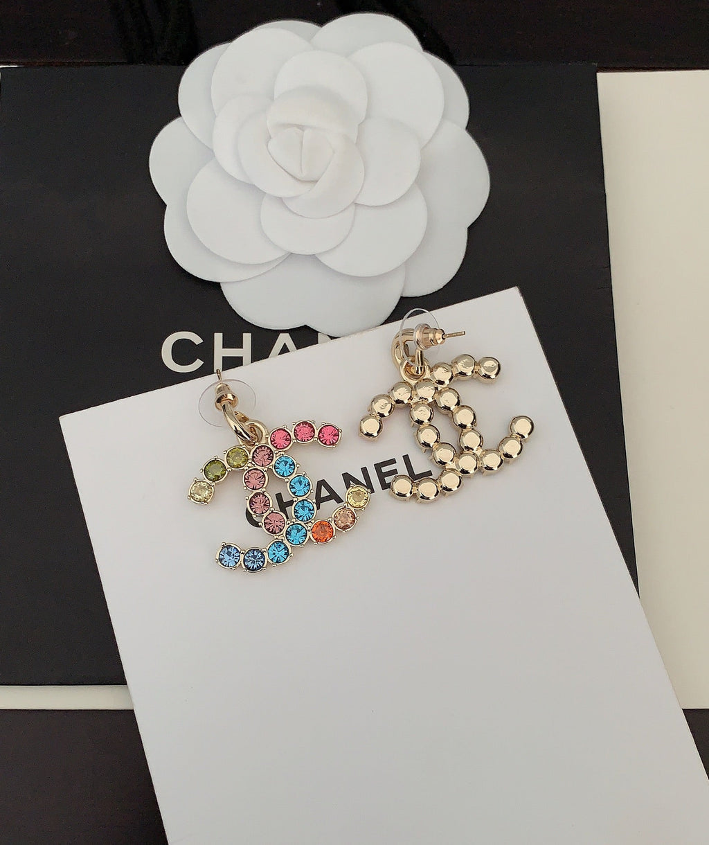 18K Chanel Color Crystals Earrings