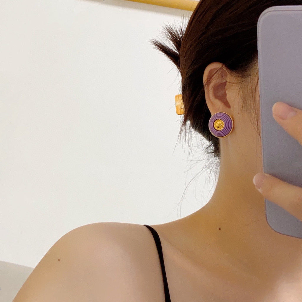 18K Chanel Purple Resin Earrings