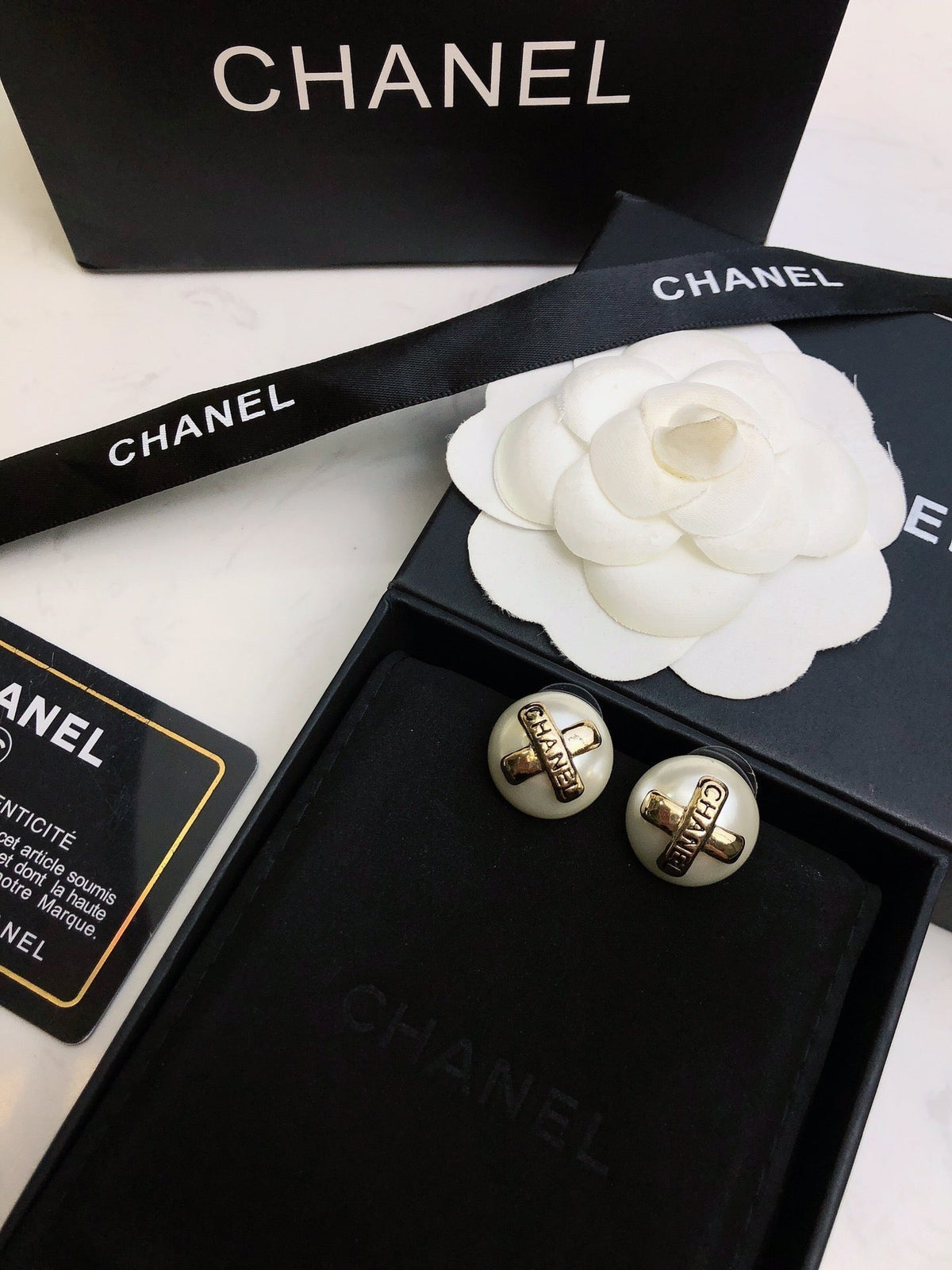 18K Chanel Pearl Earrings