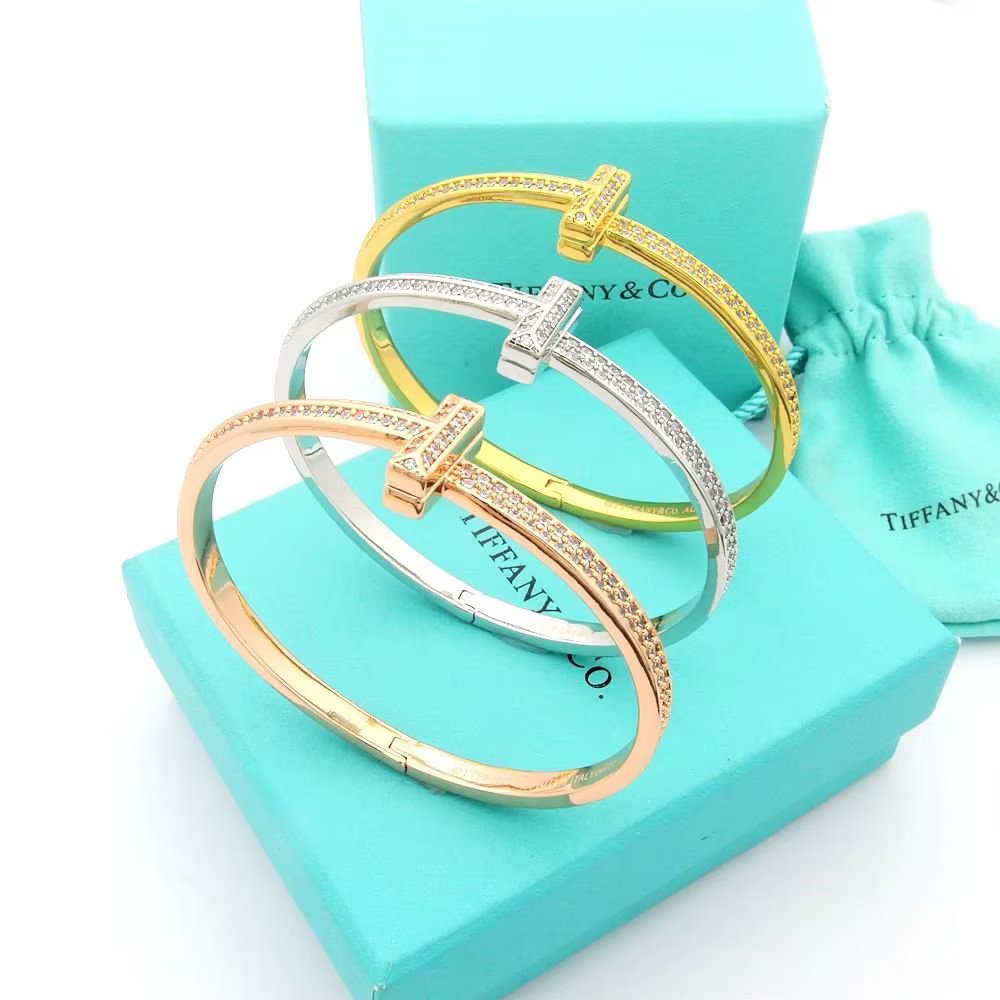 18K Tiffany & Co. T1 Wide Diamond Bangle Bracelet
