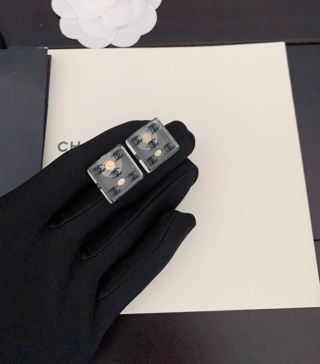 18K Chanel Transparent Resin Earrings