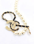 18K Chanel Leather Pearls Necklace