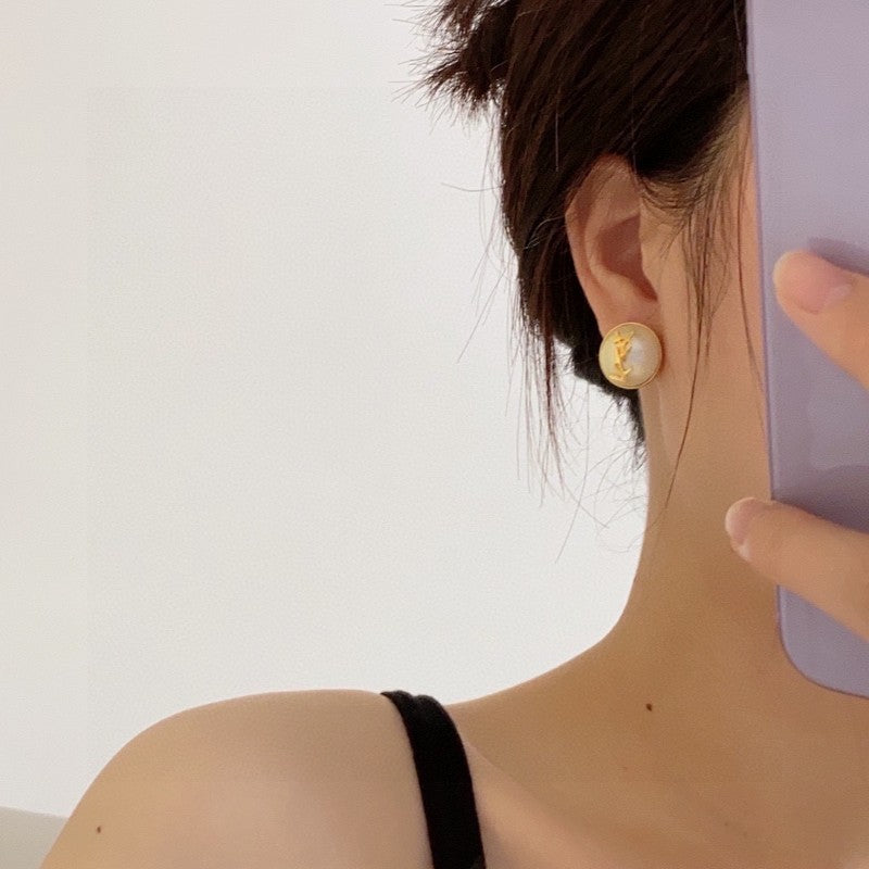18K Saint Laurent YSL White & Red Earrings