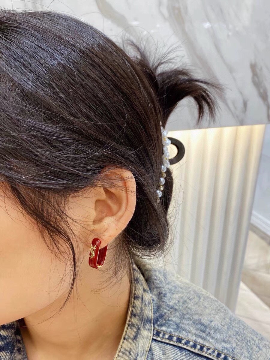 18K Saint Laurent Red Earrings