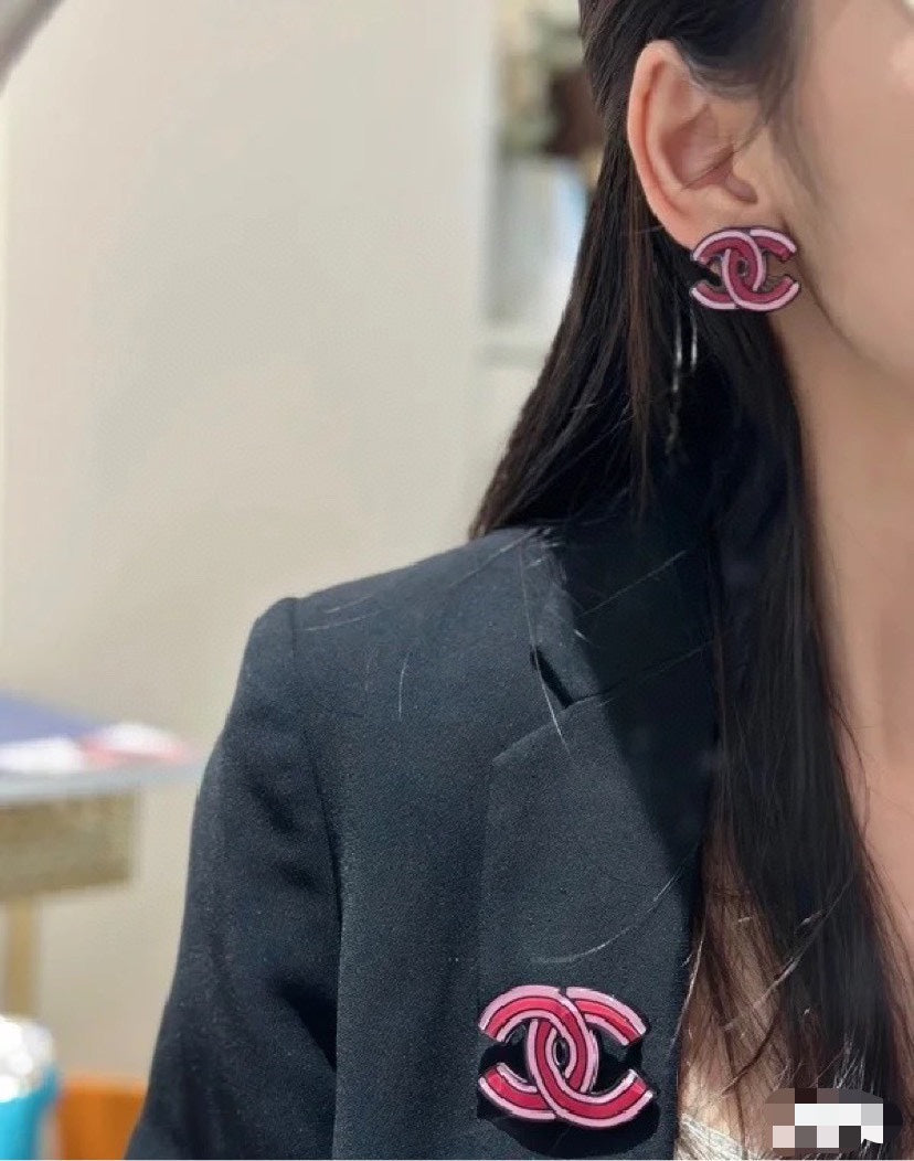 18K Chanel Pink Earrings