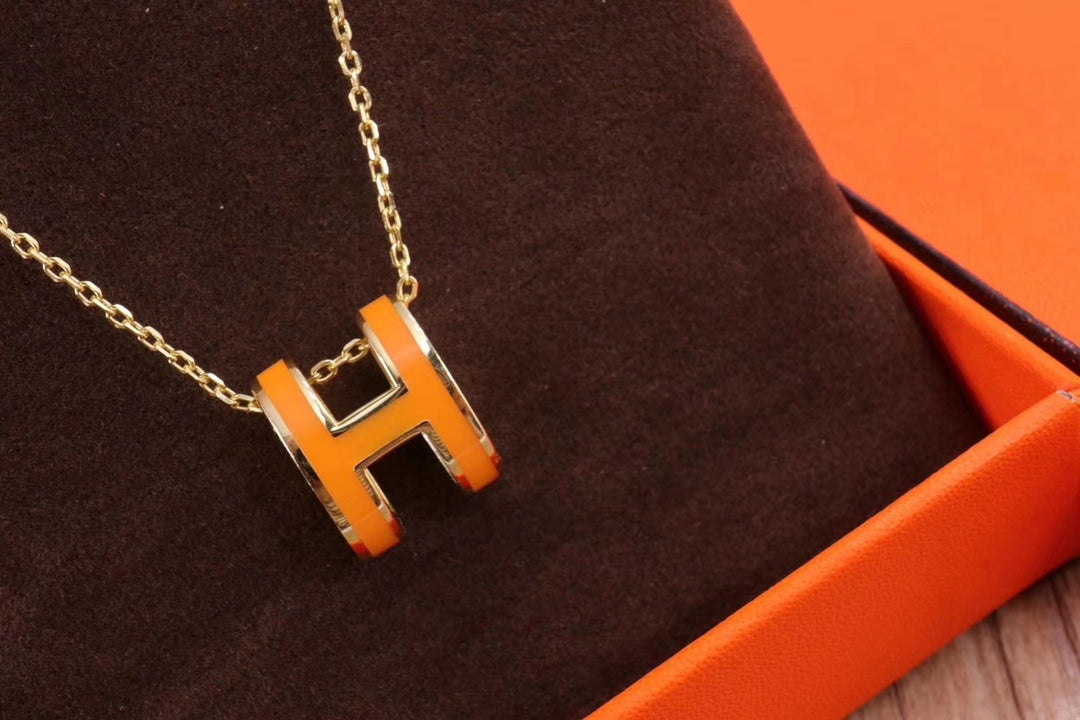 18K Mini Pop Hermès Orange Necklace