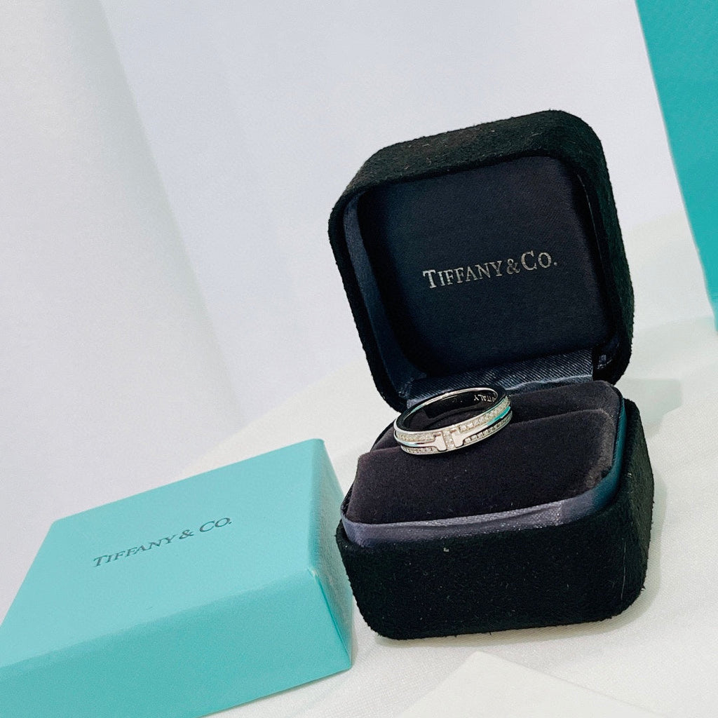 18K Tiffany & Co. Narrow Pave Diamond Ring