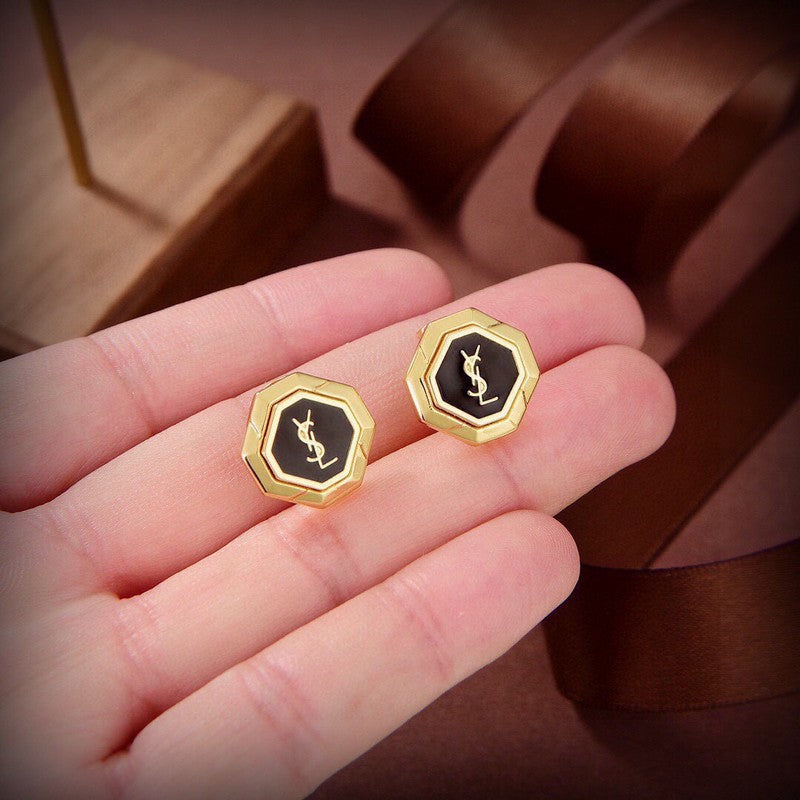 18K Saint Laurent YSL Gold Earrings