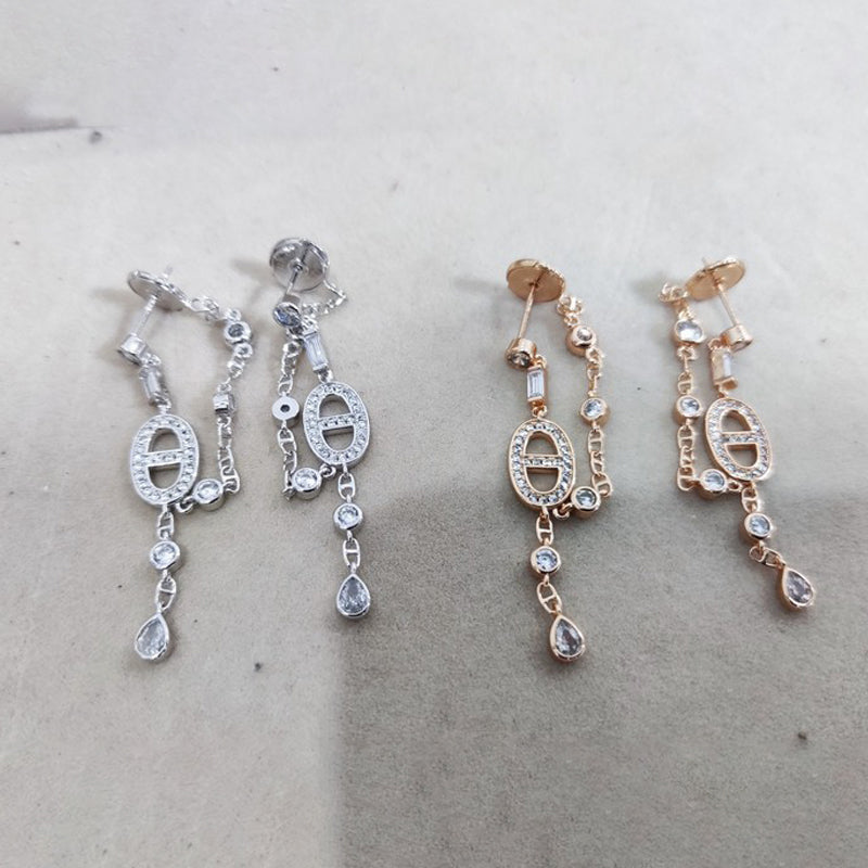 18K Hermès Chaine D'ancre Chaos Diamond Earrings