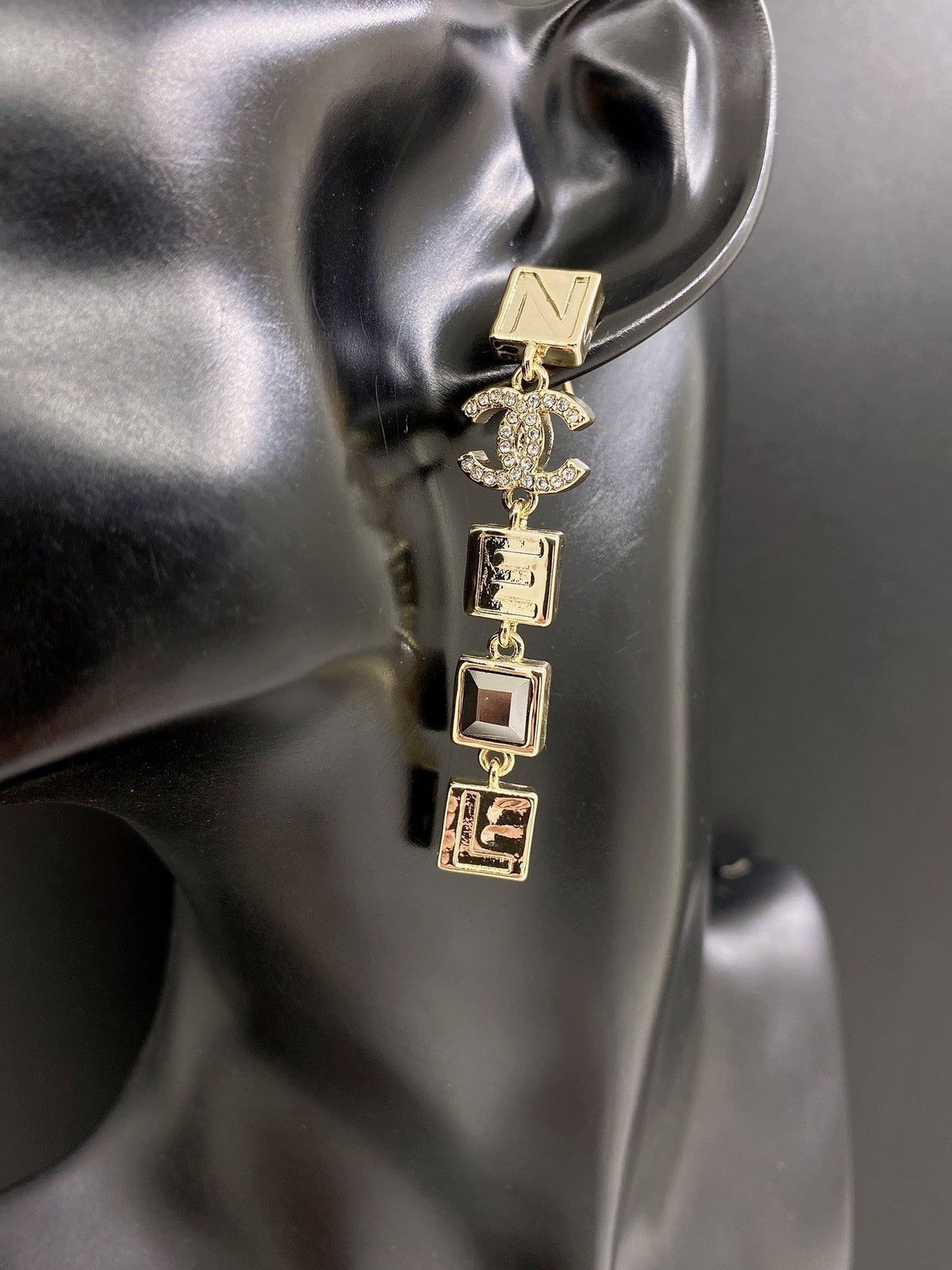 18K Chanel Crystals Long Earrings
