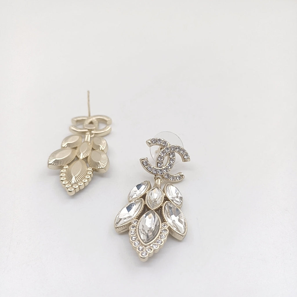 18K Chanel Crystals Pendant Earrings