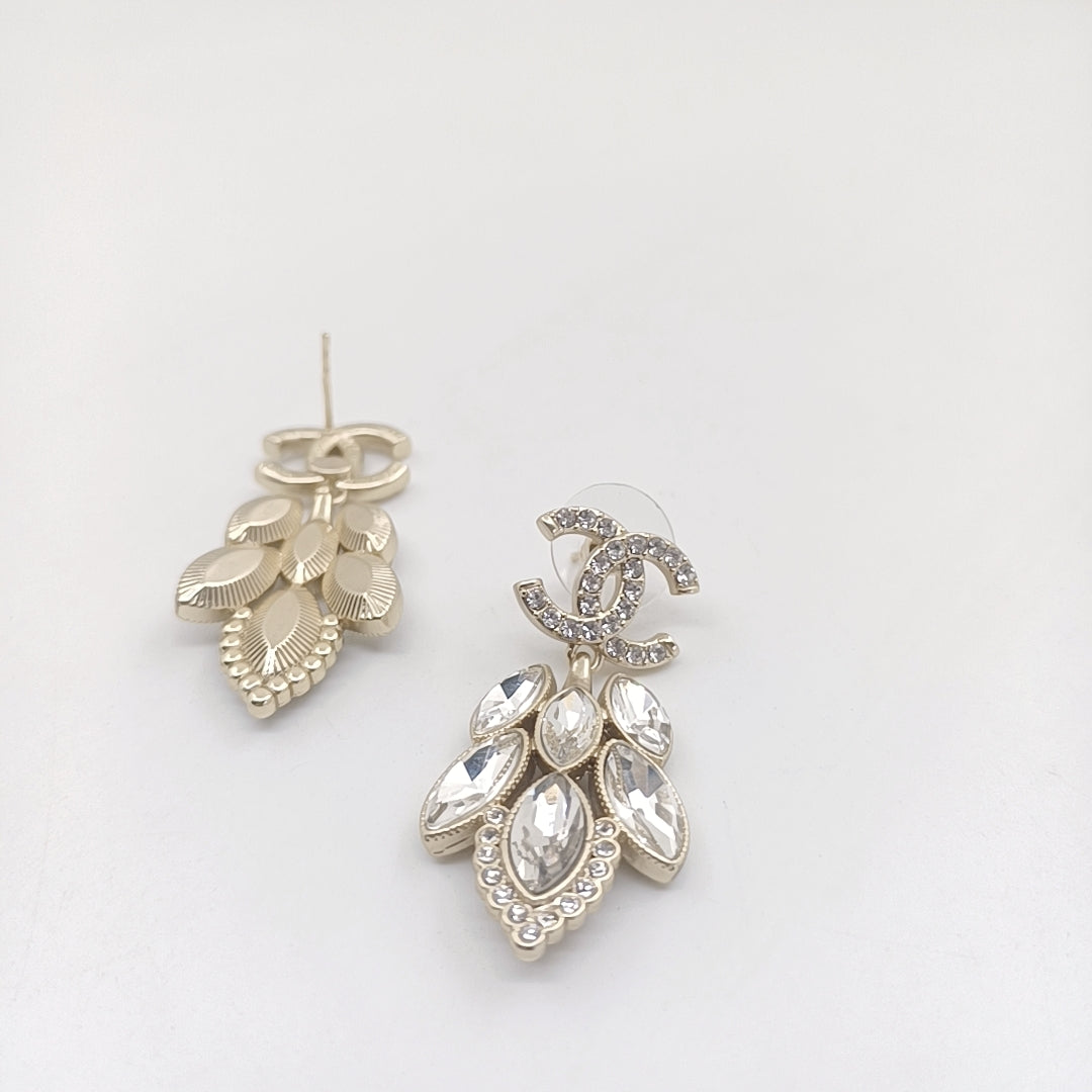 18K Chanel Crystals Pendant Earrings