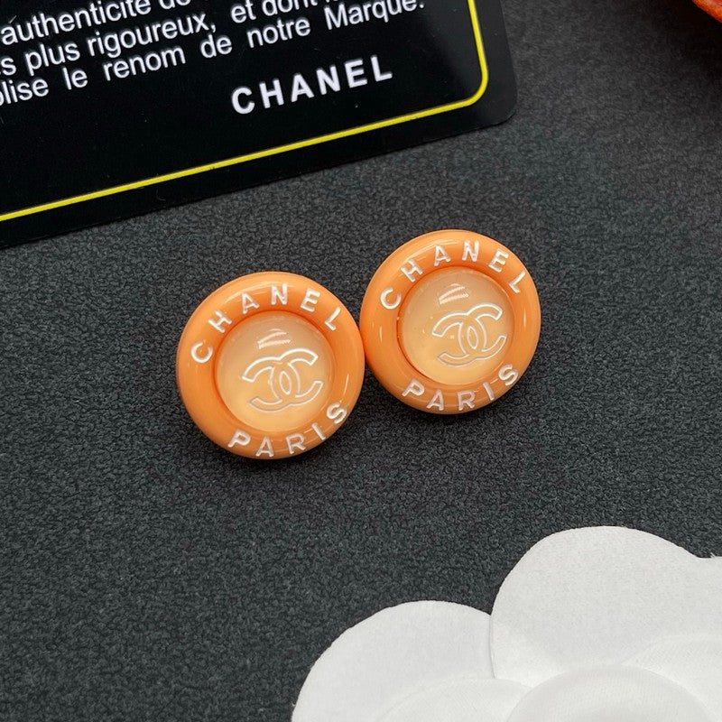 18K Chanel Orange Round Earrings